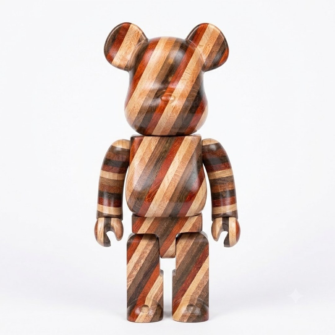 BE@RBRICK ASLOPE 60° 400% — деревянная фигурка, Радужный клееный шпон