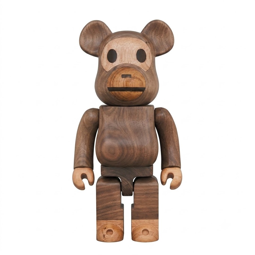 BE@RBRICK BAPE Baby Milo 400% — деревянная фигурка, Грецкий орех