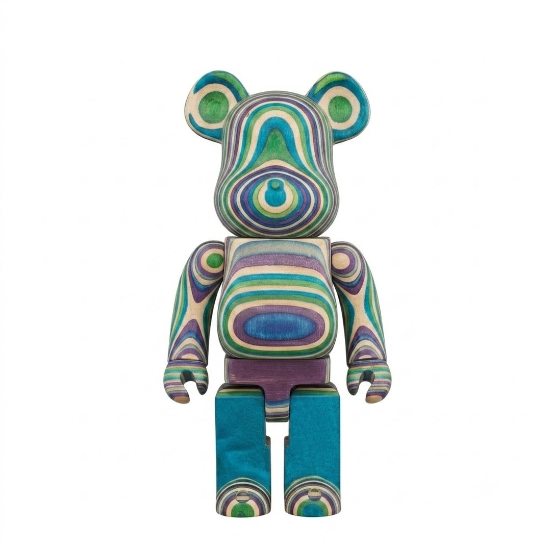 BE@RBRICK Haroshi Rainbow 400% — деревянная фигурка, Радужный клееный шпон