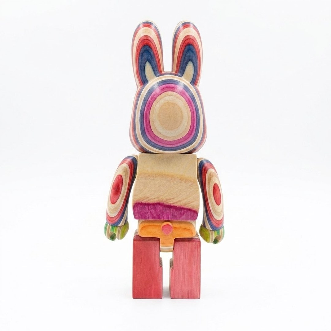 BE@RBRICK Rainbow 400% (вертикальная текстура) — деревянная фигурка, Радужный клееный шпон
