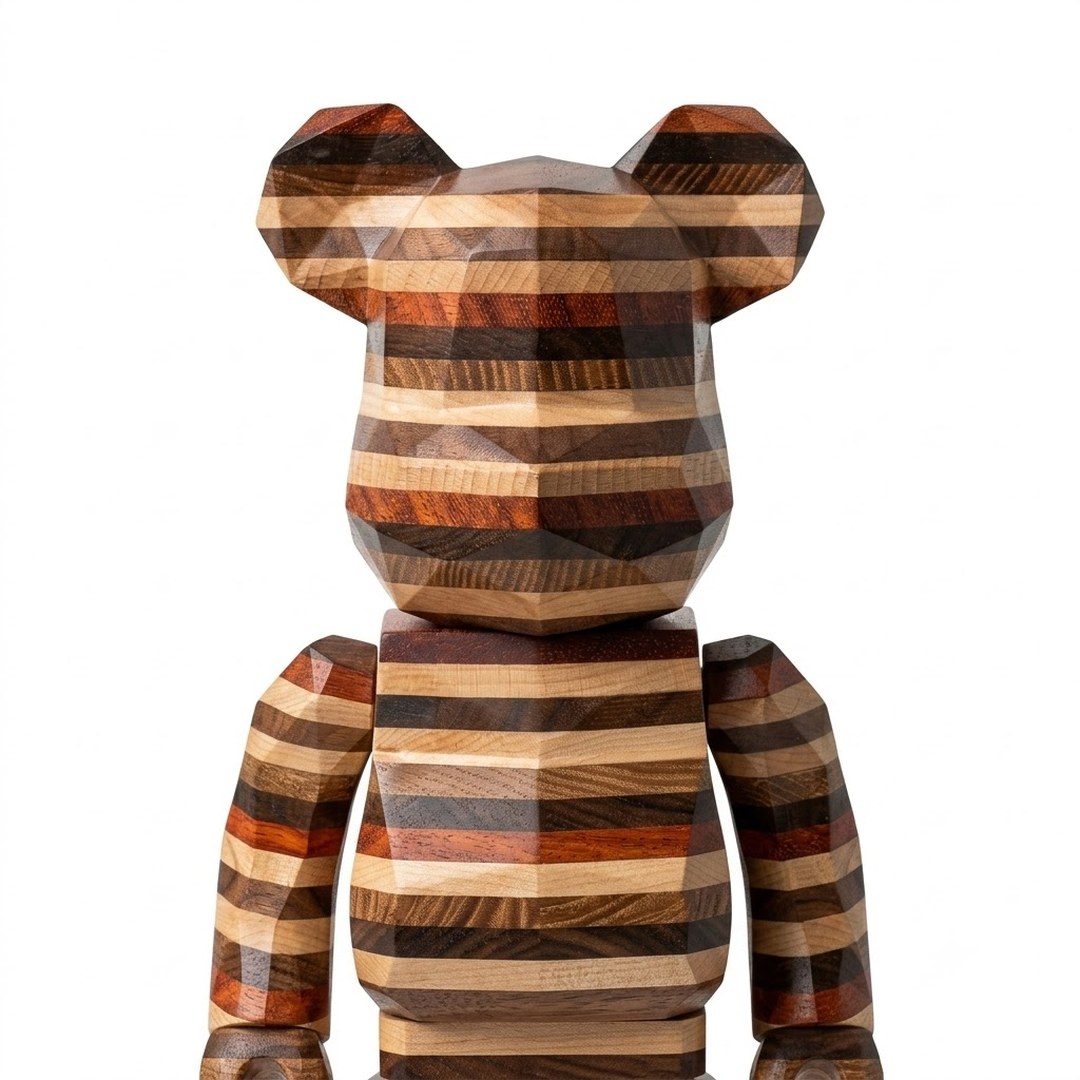 BE@RBRICK «Ромбовидный горизонт» 400% — деревянная фигурка, Несколько пород дерева