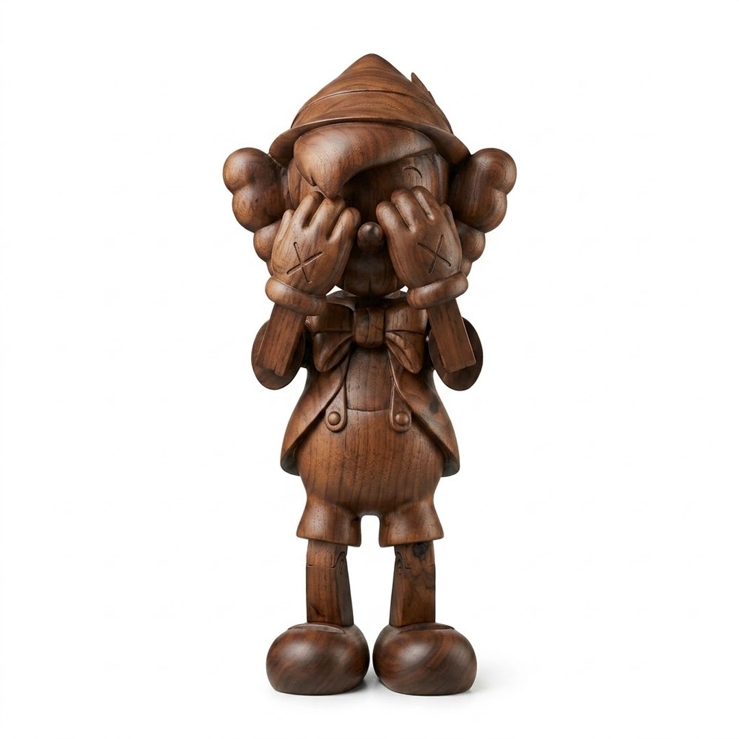 KAWS Pinocchio — деревянная фигурка, фото 1