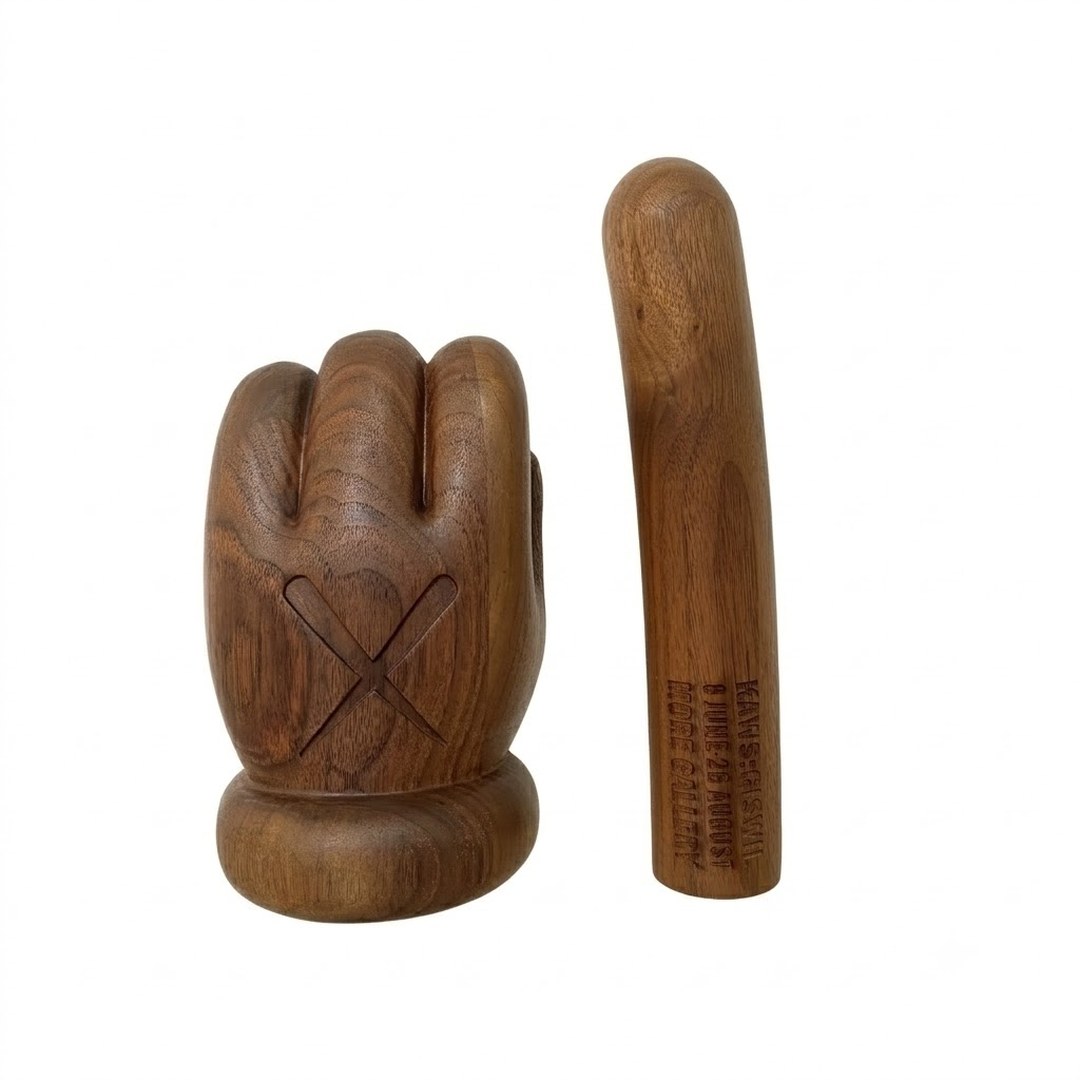 KAWS Pinocchio «Wood Nose» — деревянная фигурка, Грецкий орех
